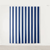 Navy Blue with Classic White Stripe Pattern Wandteppich (Vorderseite)