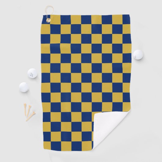 Navy Blue with Metallic Gold Square Pattern Golfhandtuch (Insitu)