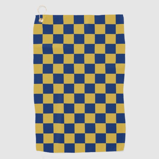 Navy Blue with Metallic Gold Square Pattern Golfhandtuch (Vorderseite)