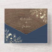 Navy Blue Wood Foto All-in-One Hochzeit Einladung (Rückseite)