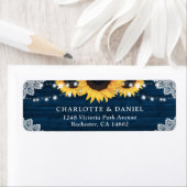 Navy Blue Wood Lace Sunflower Return Address (Insitu)