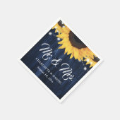 Navy Blue Wood String Lights Sunflower Wedding Serviette (Ecke)