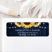 Navy Blue Wood Sunflower Wedding Return Address (Insitu)