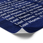 Navy Blue Wood Sunflower Wedding Seating Chart 12 Poster (Ecke)