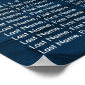 Navy Blue Wood Sunflower Wedding Seating Chart 12 Poster (Ecke)