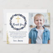 Navy Blue Wreath Gold Community Danke Karte (Vorderseite)