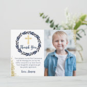 Navy Blue Wreath Gold Community Danke Karte (Stehend Vorderseite)