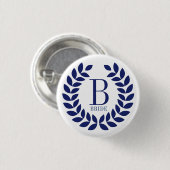 Navy-Blue-Wreath-Monogramm Button (Vorne & Hinten)