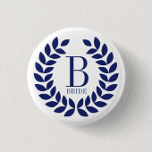 Navy-Blue-Wreath-Monogramm Button (Vorderseite)