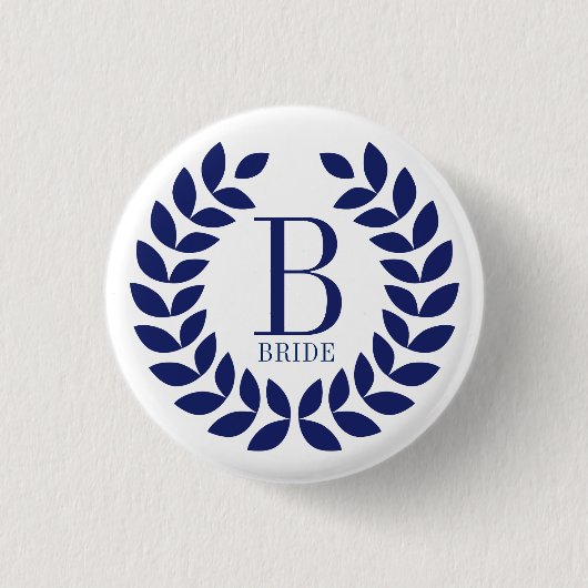 Navy-Blue-Wreath-Monogramm Button (Vorderseite)