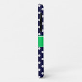 Navy Blue Wt Polka Dot Emerald Green Name Monogram Case-Mate iPhone Hülle (Hinten/Links)