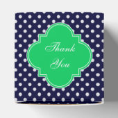 Navy Blue Wt Polka Dot Emerald Green Name Monogram Geschenkschachtel (Oben)