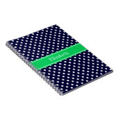 Navy Blue Wt Polka Dot Emerald Green Name Monogram Notizblock (Rechte Seite)