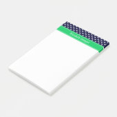 Navy Blue Wt Polka Dot Emerald Green Name Monogram Post-it Klebezettel (angewinkelt)