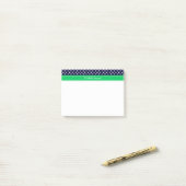 Navy Blue Wt Polka Dot Emerald Green Name Monogram Post-it Klebezettel (Auf Schreibtisch)