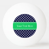 Navy Blue Wt Polka Dot Emerald Green Name Monogram Tischtennisball (Rückseite)