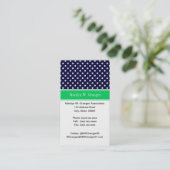 Navy Blue Wt Polka Dot Emerald Green Name Monogram Visitenkarte (Stehend Vorderseite)