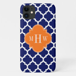Navy Blue WT Zickzack Pumpkin Quatrefoil 3 Monogra Case-Mate iPhone Hülle