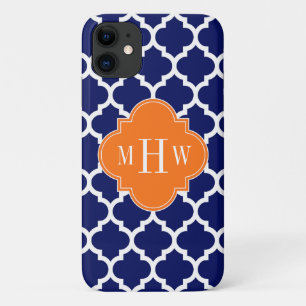 Navy Blue WT Zickzack Pumpkin Quatrefoil 3 Monogra Case-Mate iPhone Hülle