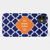 Navy Blue WT Zickzack Pumpkin Quatrefoil 3 Monogra Case-Mate iPhone Hülle (Rückseite (Horizontal))