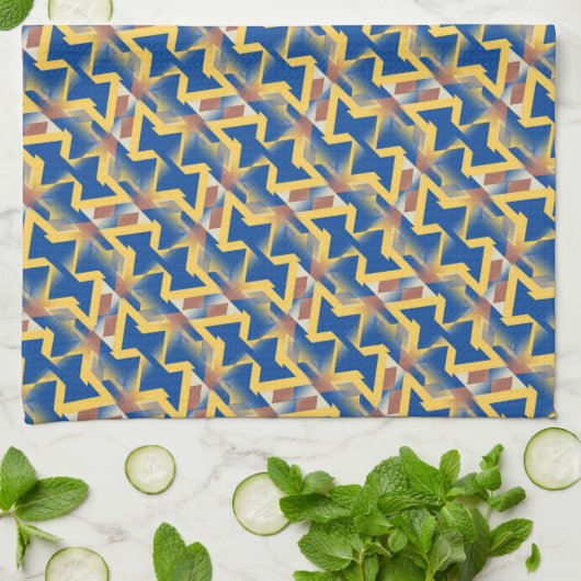 Navy Blue + Yellow Abstrakt Triangle Pattern Tuch (Gefaltet)
