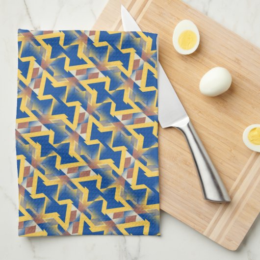 Navy Blue + Yellow Abstrakt Triangle Pattern Tuch (Viertel Falte)