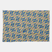 Navy Blue + Yellow Abstrakt Triangle Pattern Tuch (Horizontal)