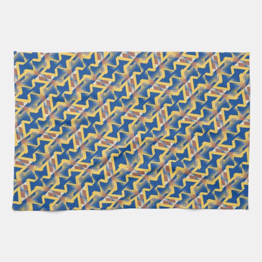 Navy Blue + Yellow Abstrakt Triangle Pattern Tuch (Horizontal)