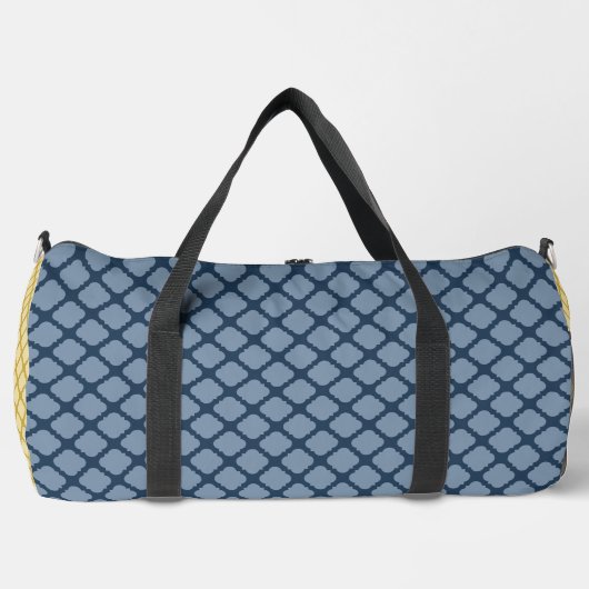 NAVY BLUE & YELLOW DIAMOND PATTERN DUFFLE BAG (Vorderseite)