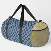 NAVY BLUE & YELLOW DIAMOND PATTERN DUFFLE BAG (Rechte Ecke)