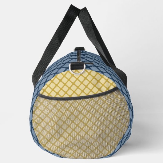 NAVY BLUE & YELLOW DIAMOND PATTERN DUFFLE BAG (Rechts)