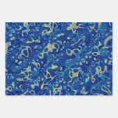 Navy Blue & Yellow Gepunktet Graphic Abstraction Geschenkpapier Set (Vorderseite)