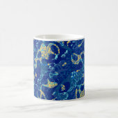 Navy Blue & Yellow Gepunktet Graphic Abstraction Kaffeetasse (Mittel)