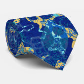Navy Blue & Yellow Gepunktet Graphic Abstraction Krawatte (Gerollt)