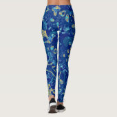 Navy Blue & Yellow Gepunktet Graphic Abstraction Leggings (Rückseite)