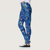 Navy Blue & Yellow Gepunktet Graphic Abstraction Leggings (Links)