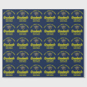 Navy Blue Yellow Graduate Custom Abschluss Geschenkpapier (Flach)