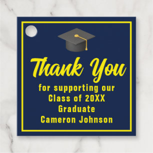 Navy Blue Yellow Graduate Custom Graduate Party Geschenkanhänger