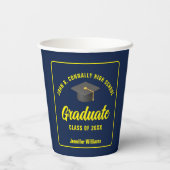 Navy Blue Yellow Graduate Custom Graduate Party Pappbecher (Rückseite)