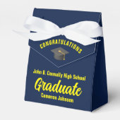 Navy Blue Yellow Graduation Party Custom Geschenkschachtel (Vorderseite)