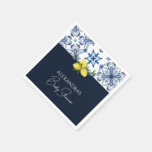 Navy Blue Yellow Lemon Baby Dusche Serviette (Ecke)