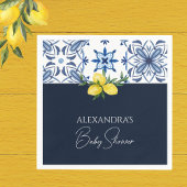 Navy Blue Yellow Lemon Baby Dusche Serviette