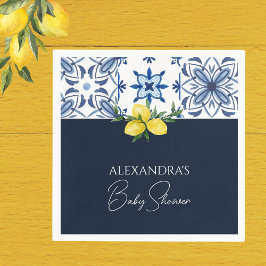 Navy Blue Yellow Lemon Baby Dusche Serviette