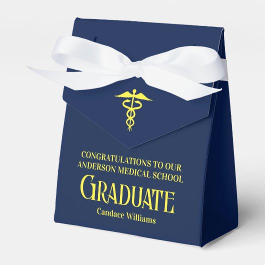 Navy Blue Yellow Medical School Graduation Party Geschenkschachtel (Vorderseite)