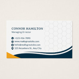 Navy Blue & Yellow Modern Corporate Business Card