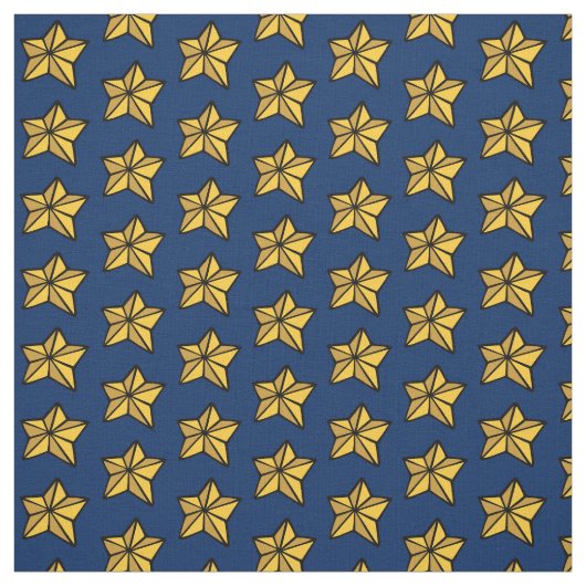 Navy Blue Yellow Nautical Star Fabric von Yard Stoff (Muster)