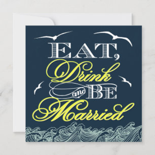 Navy Blue & Yellow Nautical Wedding Einladungen