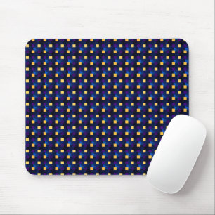 Navy Blue Yellow Niedlich Modern Muster Pixel Art Mousepad