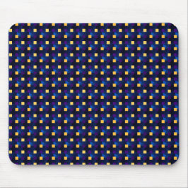 Navy Blue Yellow Niedlich Modern Muster Pixel Art Mousepad
