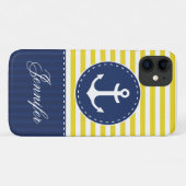 Navy Blue Yellow Pattern Anker anpassbar Case-Mate iPhone Hülle (Rückseite (Horizontal))